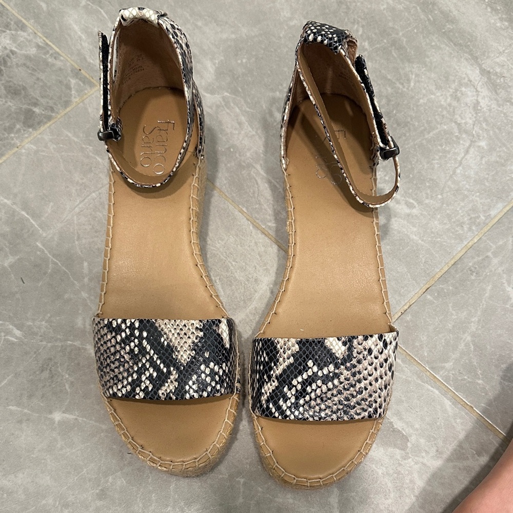 FRANCO SARTO | snakeskin wedge sandals size 9.5 - Picture 2 of 5